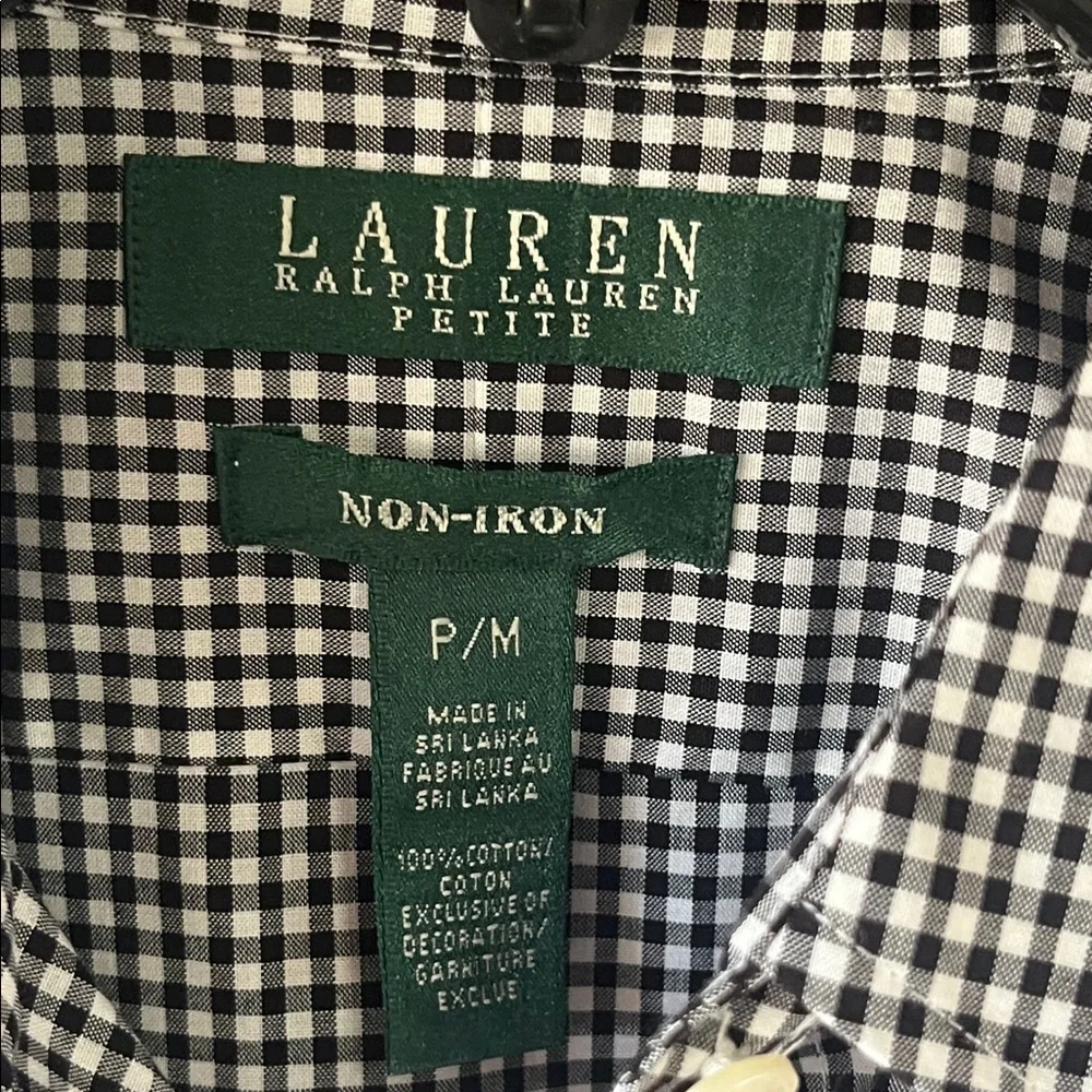 Ralph Lauren Ladies Black and White Checkered Shirt Size PM NWT - Picture 3 of 6